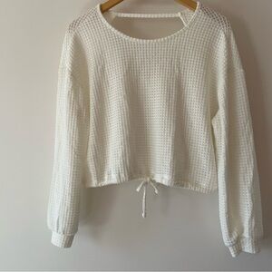 Elan White Waffle Knit Women's Top